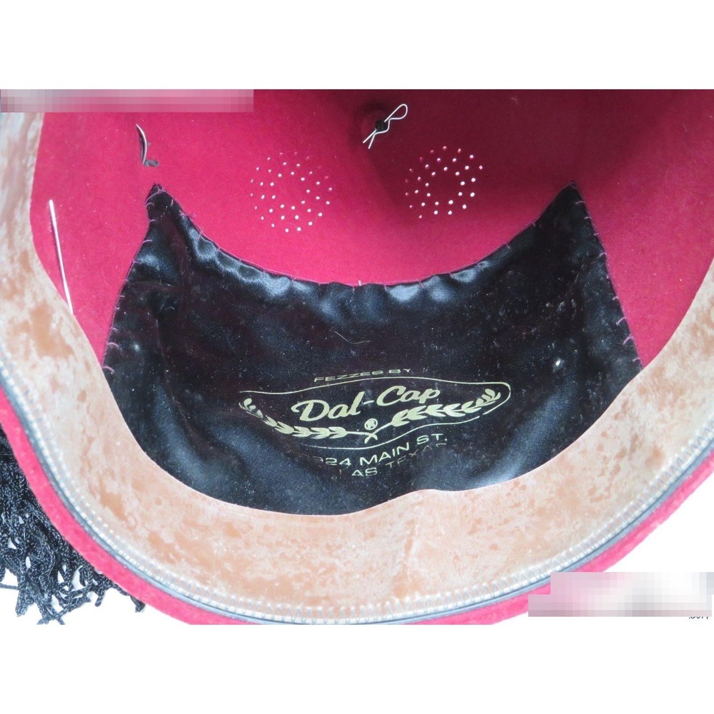 Vintage Shriners Hella Temple Fez Hat Dal-Cap Red Wool Rhinestone Tassel w/ Case - Picture 5 of 6